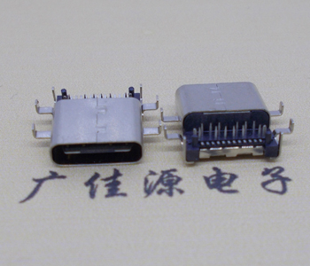 臥式type-24p母座前插后貼6腳插板，板上型type-c母座接口